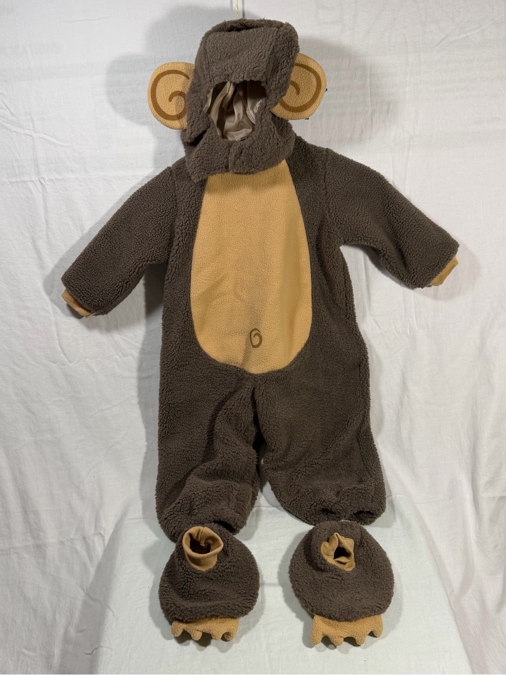 In character Lil’ Monkey Fleece One-Piece Costume w/ Hood Infant Size 12-18 Mos